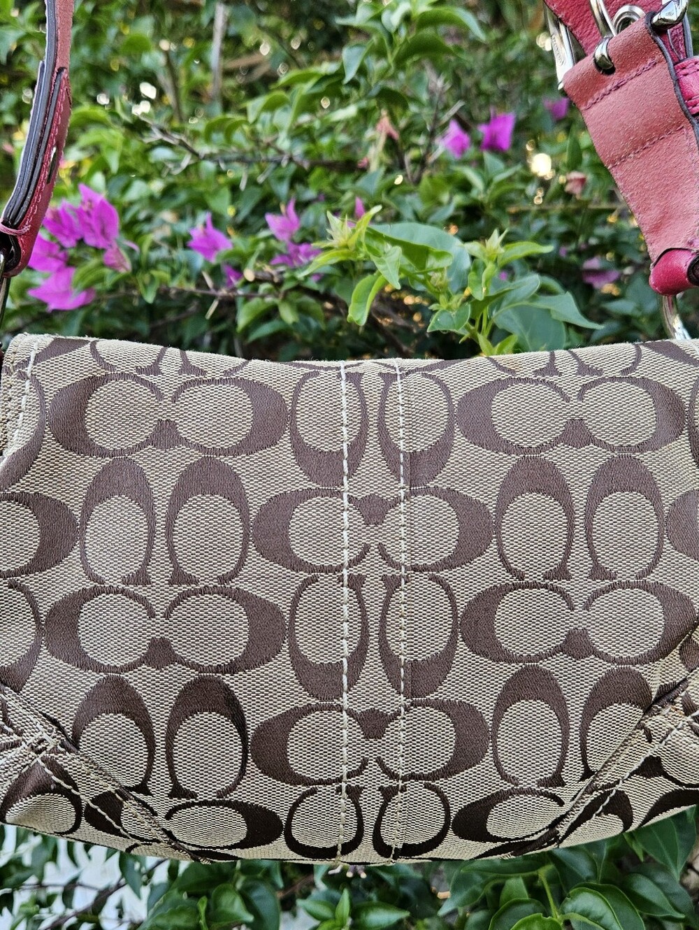 Coach Soho Mini Flap Bag 11860 Pink Fuchsia Signature Canvas Y2K Buckle - Picture 2 of 14